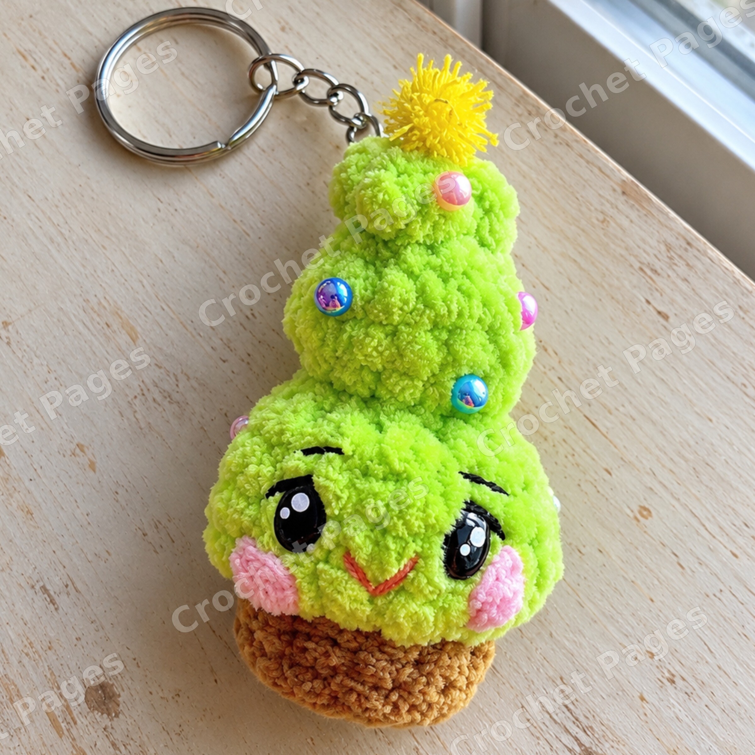 Christmas tree keychain crochet sample, gallery view 3