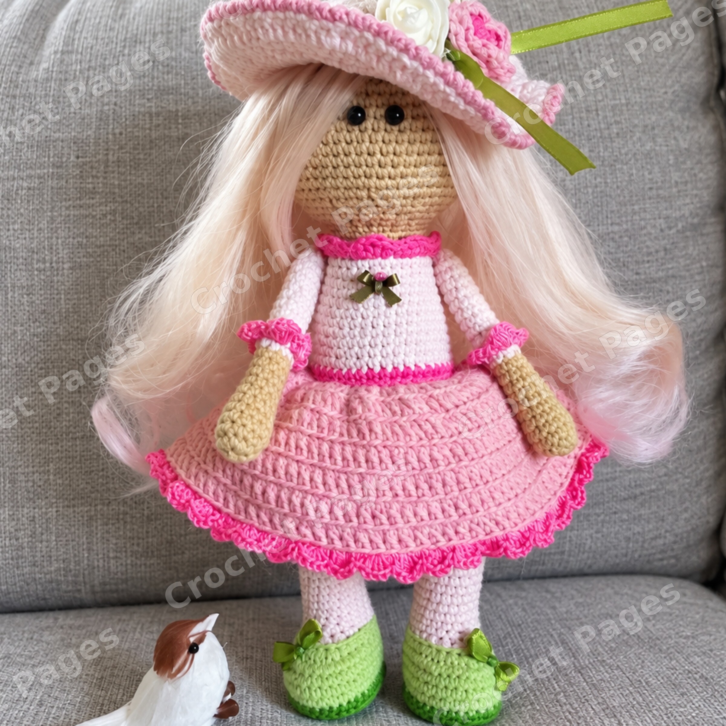 Rose Garden doll crochet sample with skirt, gallery view 4