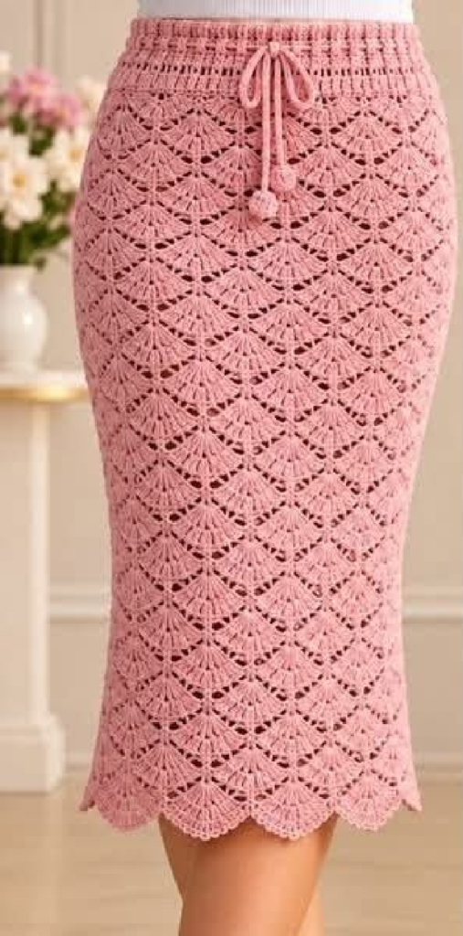 Pink Shell Stitch Skirt Crochet Chart