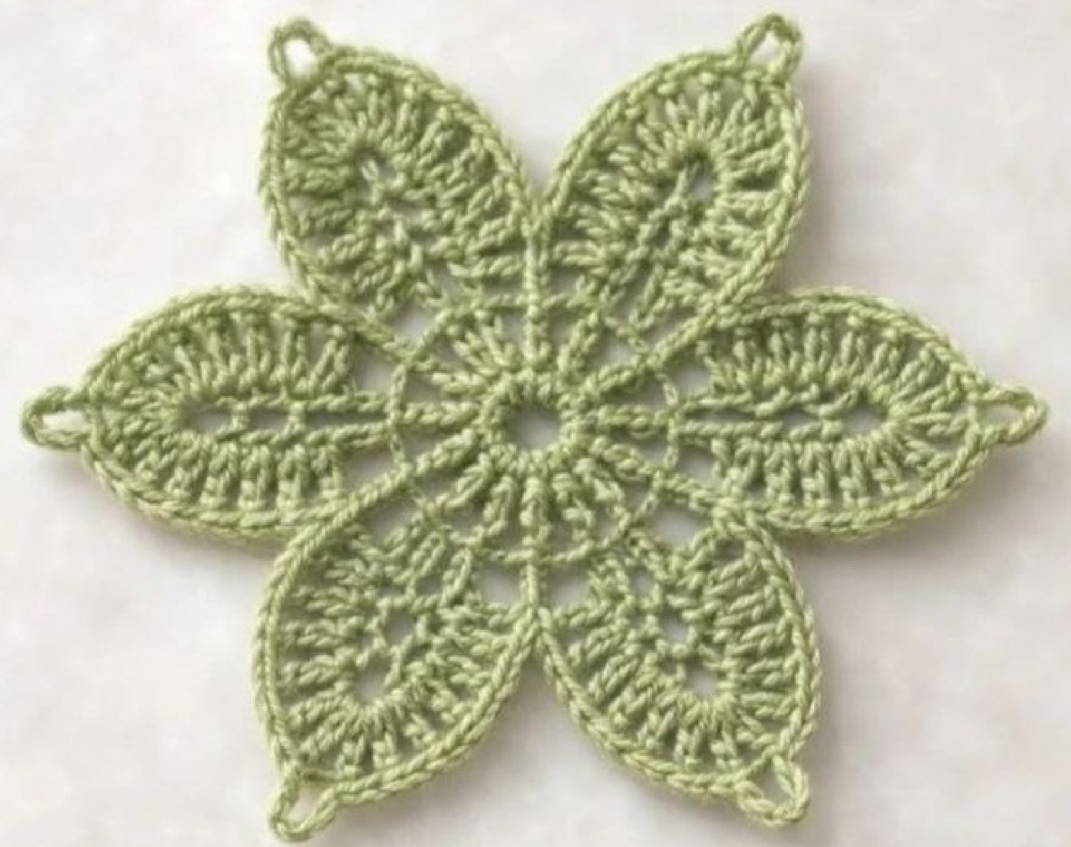 Pointed Six Petal Motif Crochet Chart