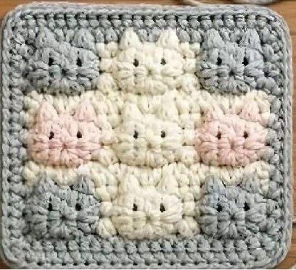 Nine Mini Flower Square Crochet Chart