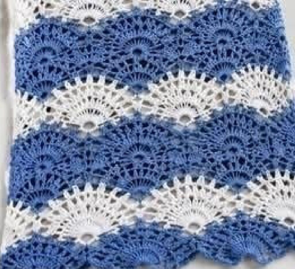 Blue and White Fan Stitch Skirt Crochet Chart