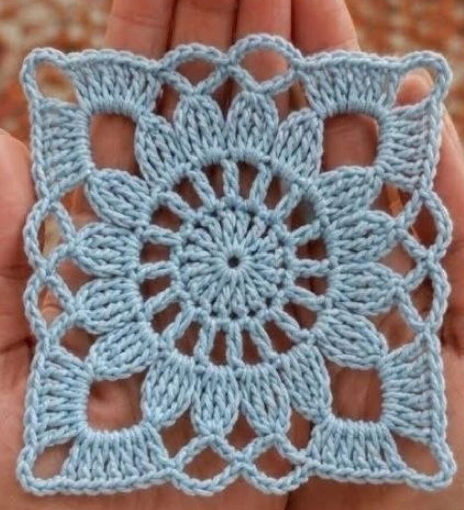 Puff Petal Flower Square Crochet Chart