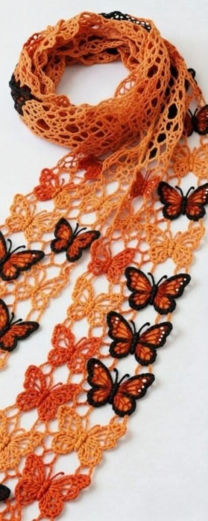 Butterfly Motif with Rounded Lower Wings Crochet Chart