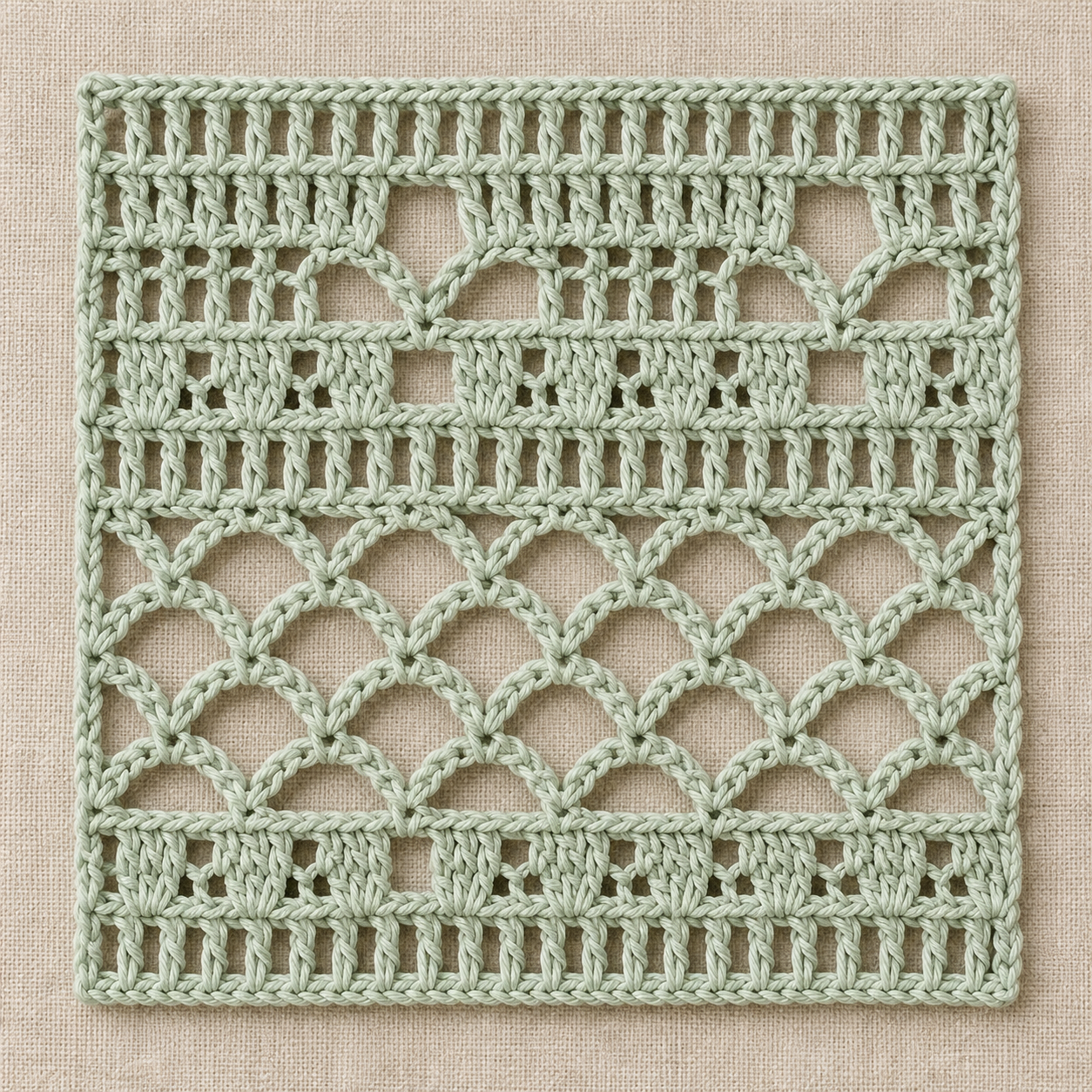 Arched Window and Chain Lace Crochet Chart - finished crochet preview