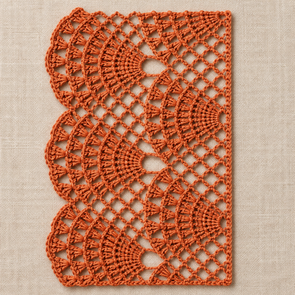 Scalloped Fan Medallion Crochet Stitch Chart - finished crochet preview