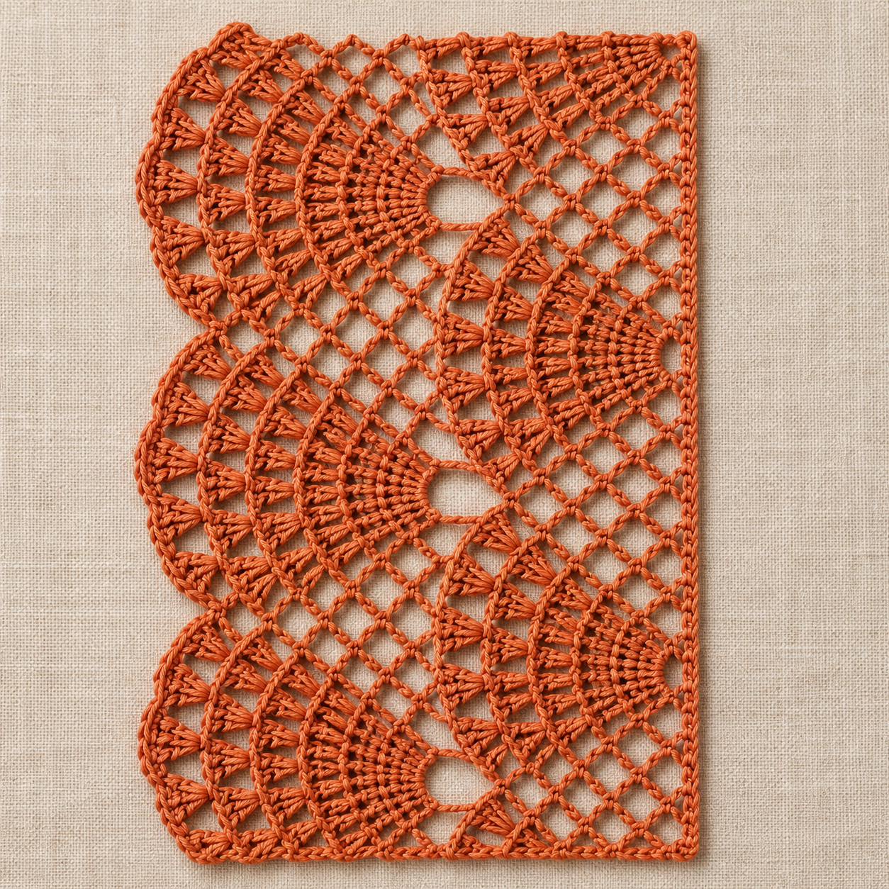 Scalloped Fan Medallion Crochet Stitch Chart - finished crochet preview