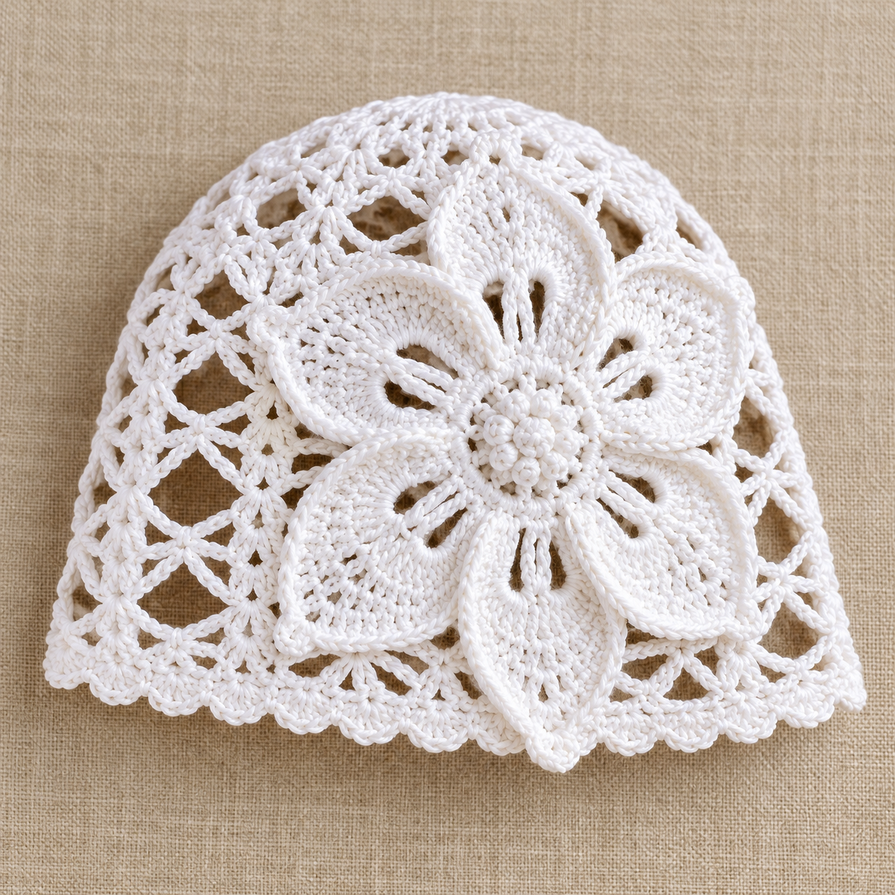 Shell Lace Hat Body Crochet Chart - finished crochet preview