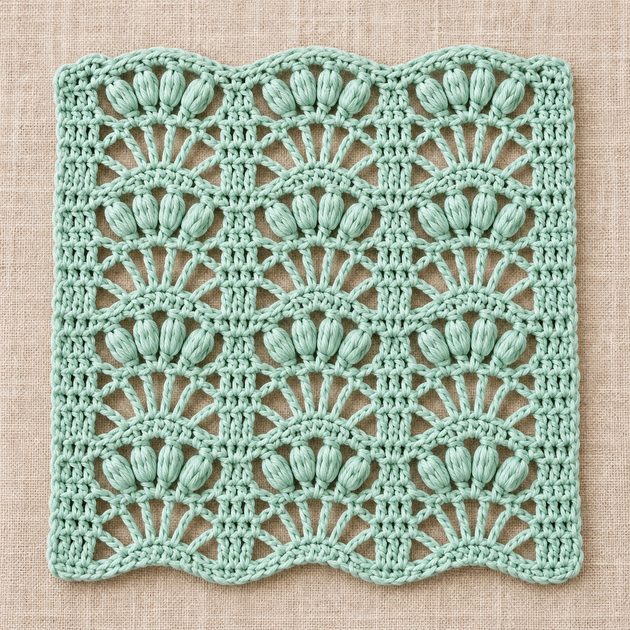 Puff Stitch and Fan Crochet Charts - finished crochet preview