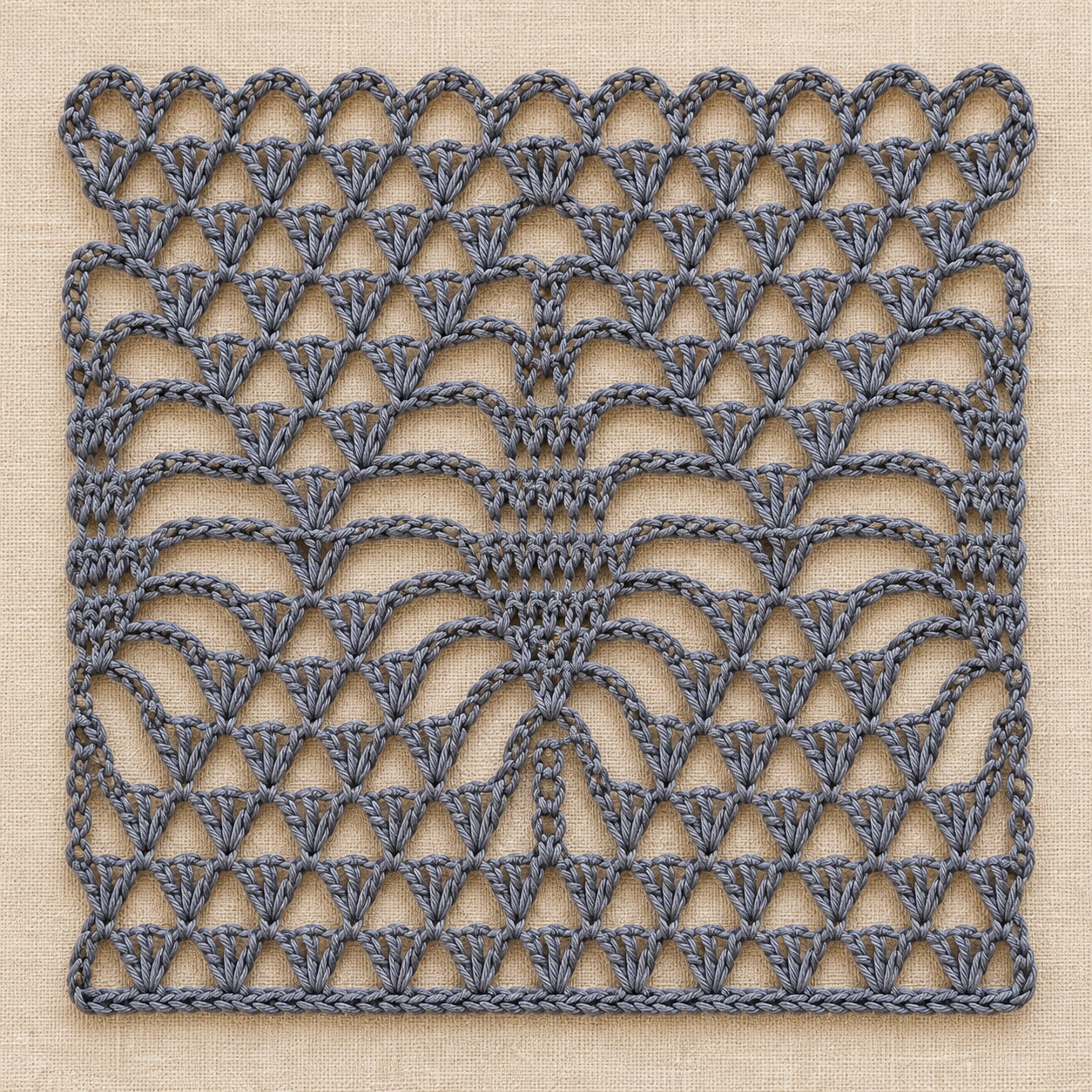 Pine Arch Lace Crochet Stitch Chart - finished crochet preview