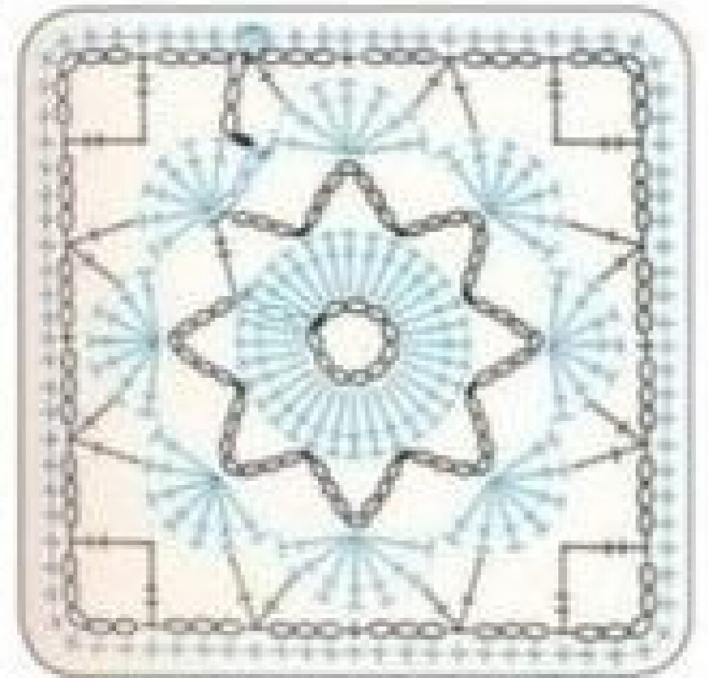 Chain Star Flower Square Crochet Chart — English PDF