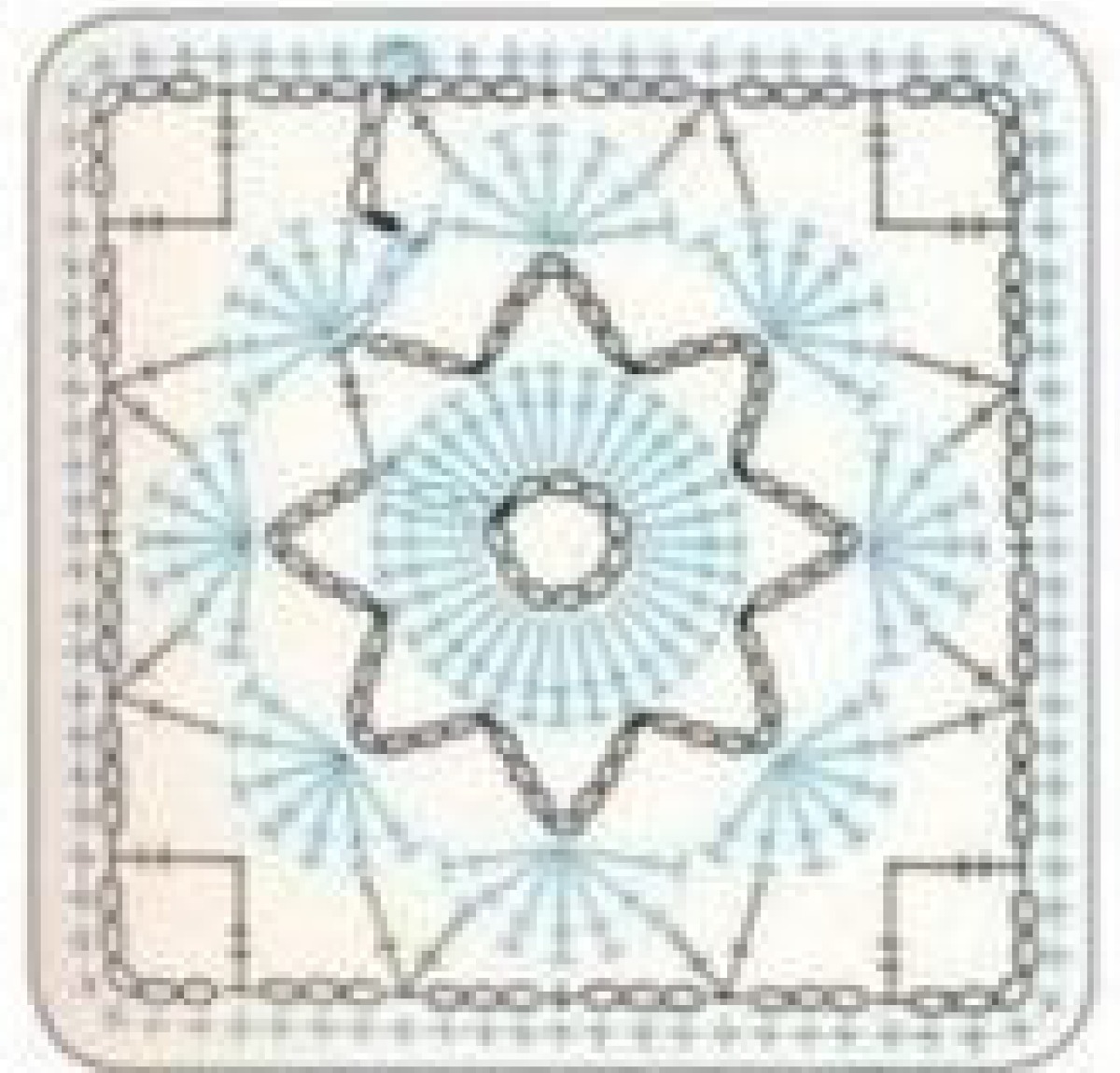 Chain Star Flower Square Crochet Chart — English PDF