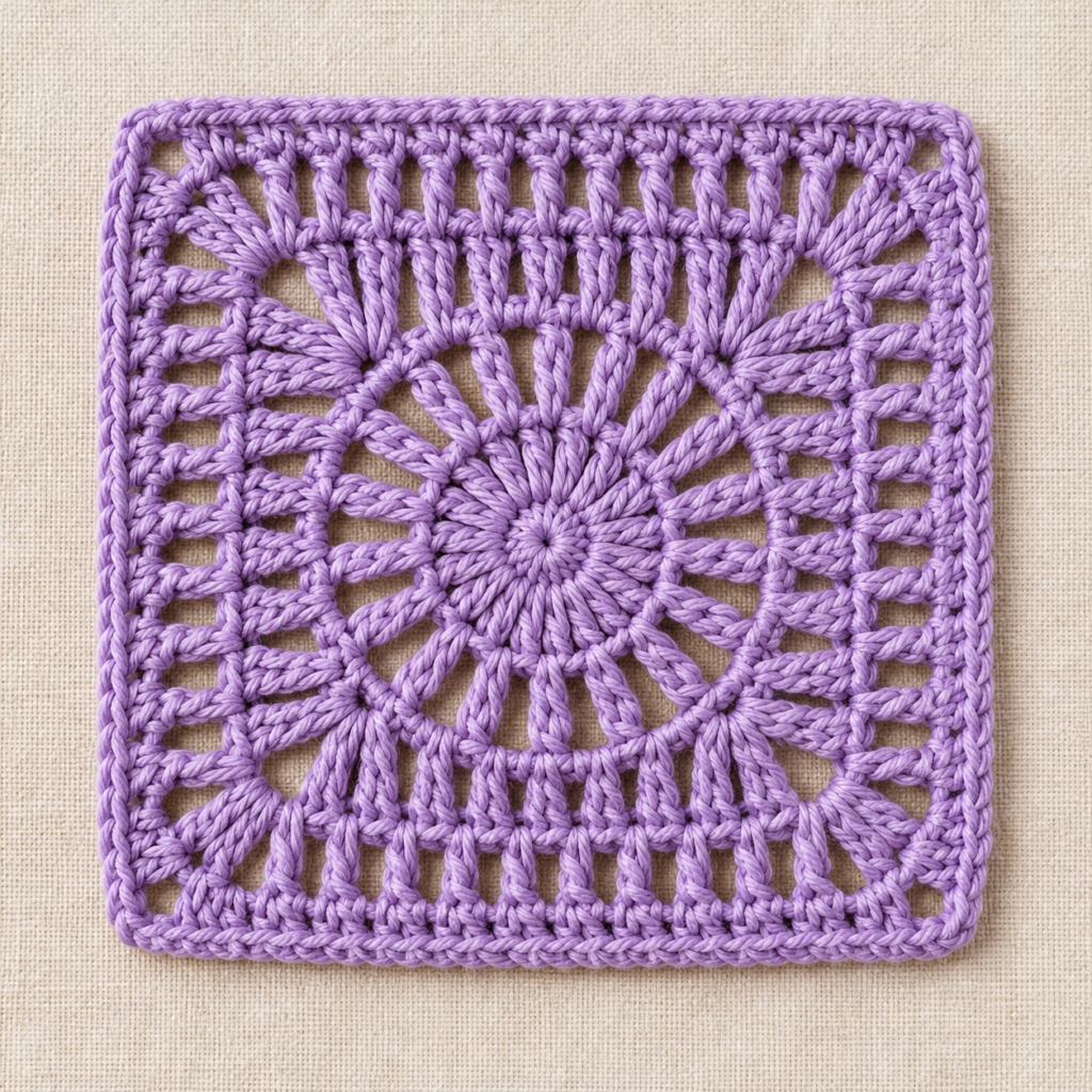 Solid Round Center Square Crochet Chart - finished crochet preview