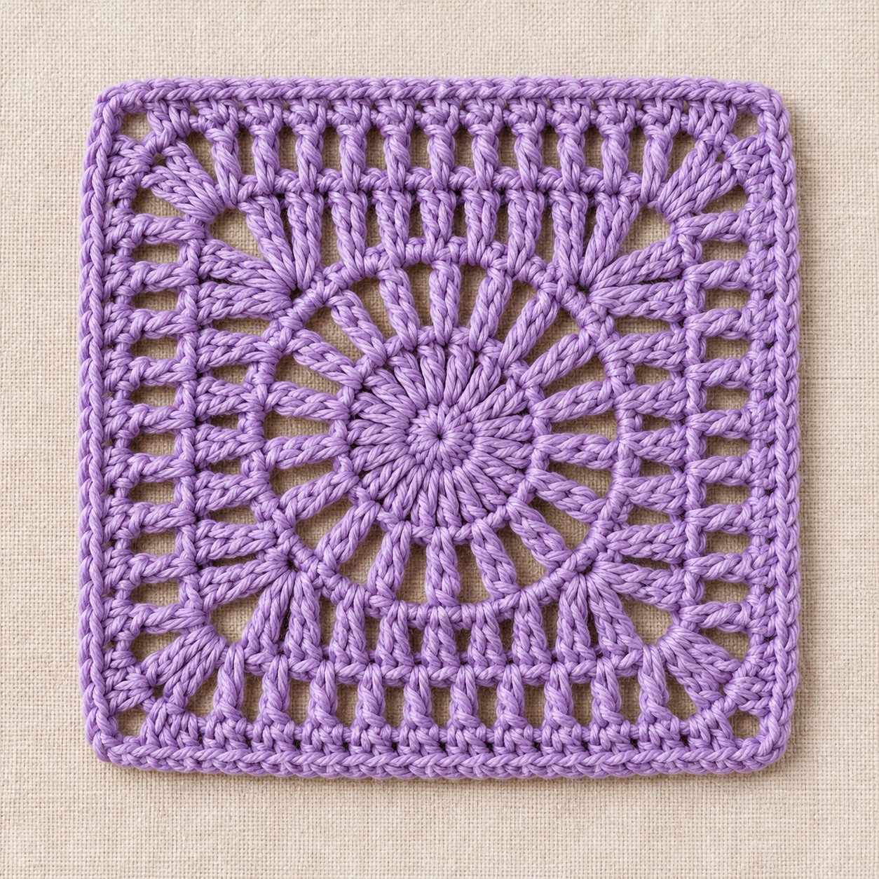 Solid Round Center Square Crochet Chart - finished crochet preview