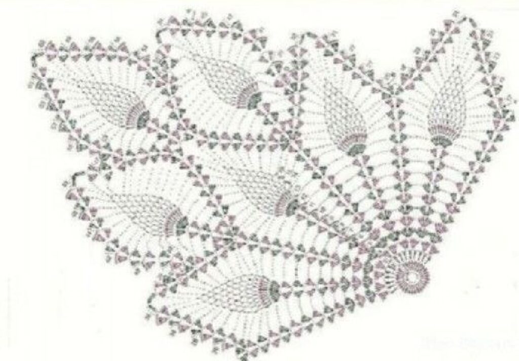 Pineapple Petal Doily Crochet Chart — English PDF