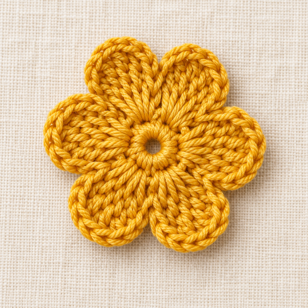 Styled crochet mockup preview: Small Fan Petal Flower Crochet Chart