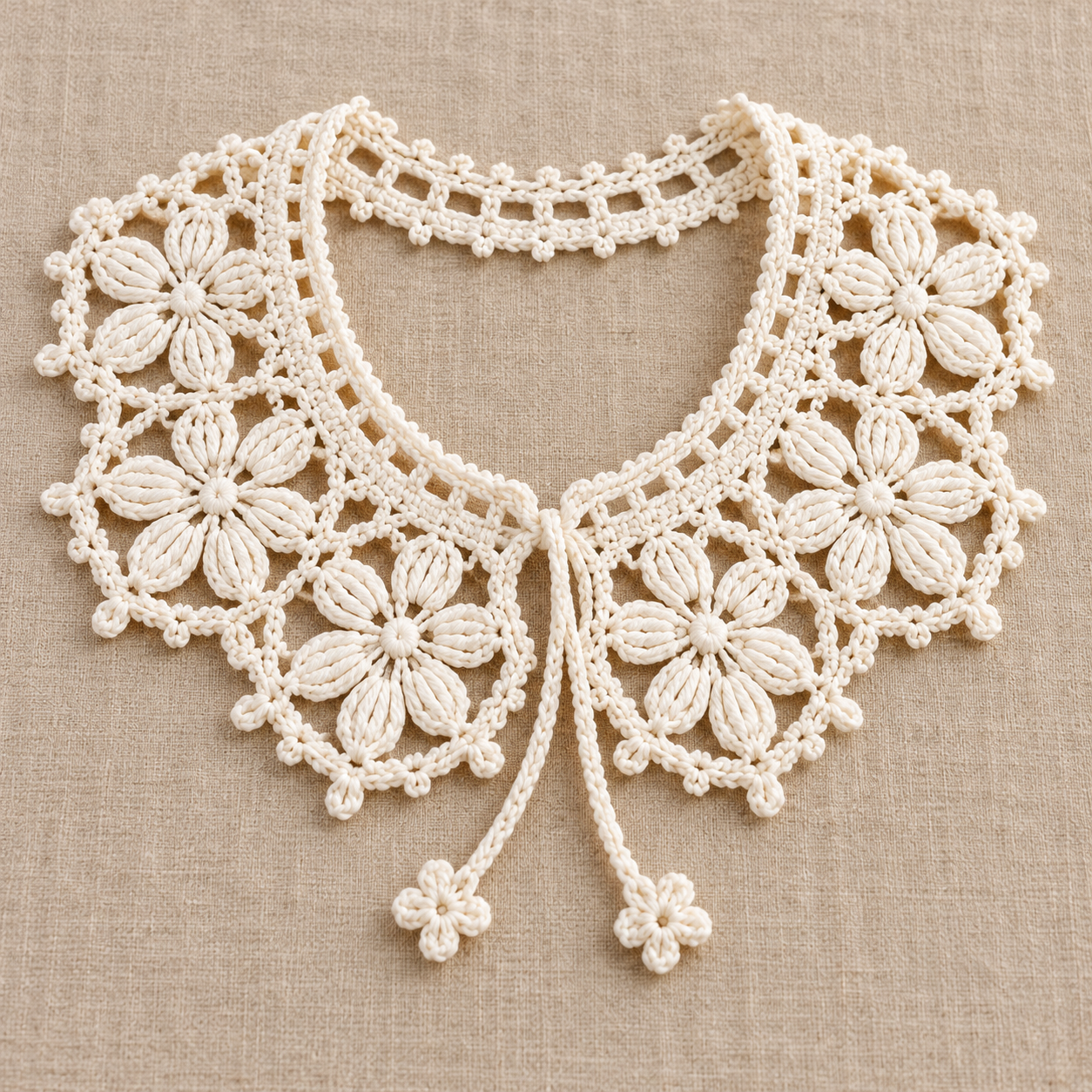 Joined Flower Lace Collar Crochet Chart - finished crochet preview