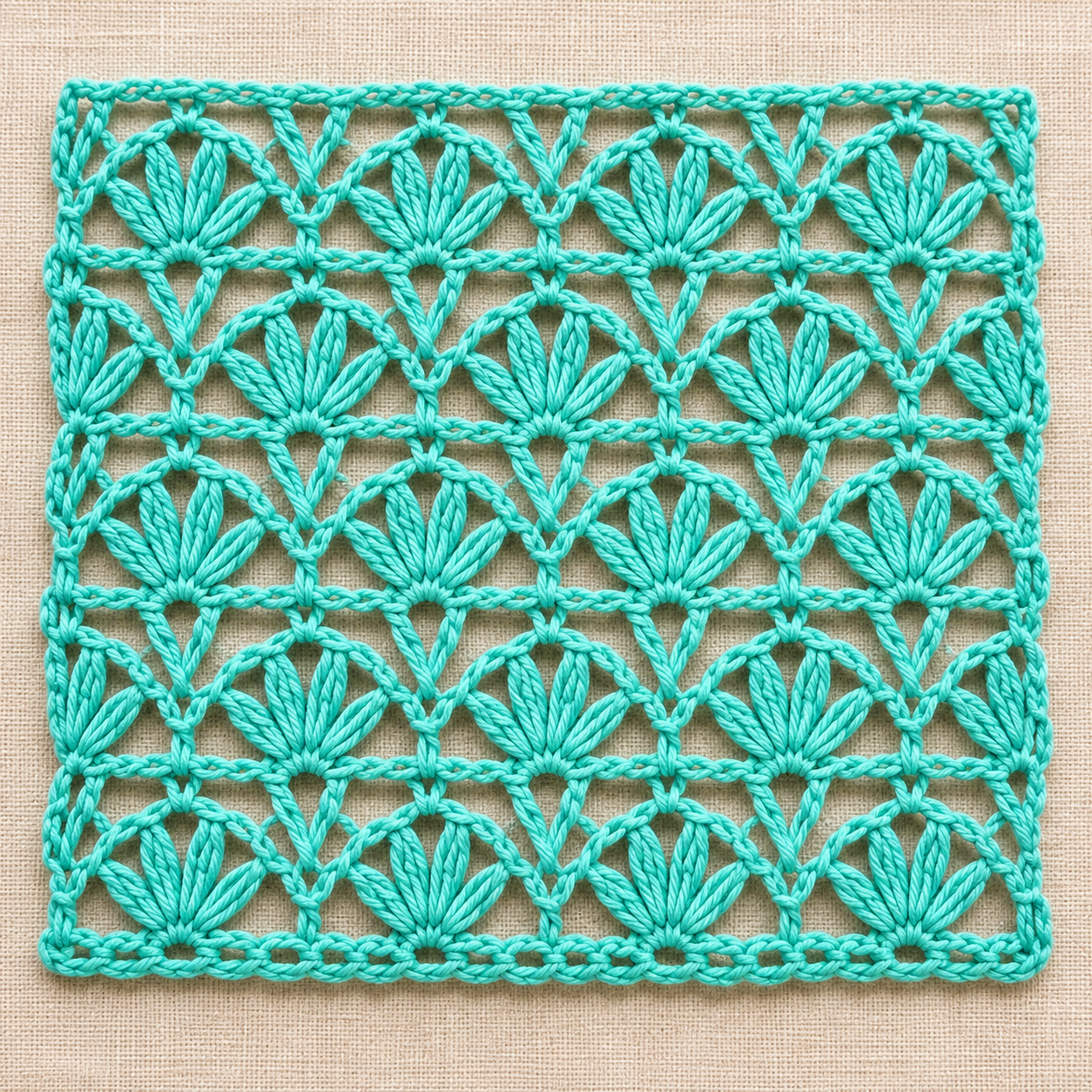 Six-Stitch Fan and V-Stitch Crochet Chart - finished crochet preview
