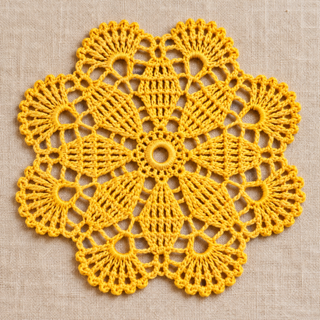 Eight-Petal Fan Medallion Crochet Chart - finished crochet preview