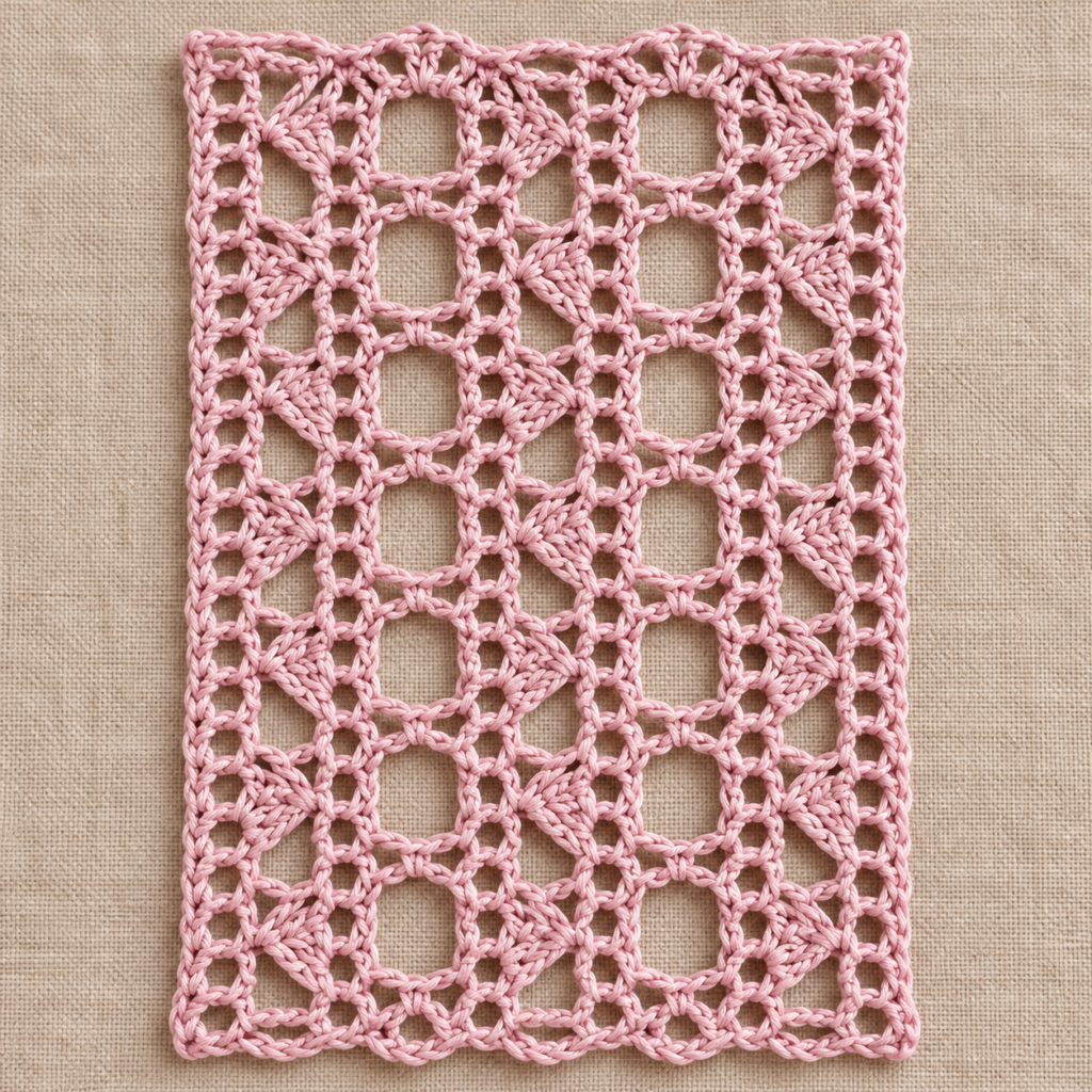 Vertical Oval Mesh Crochet Stitch Chart - finished crochet preview