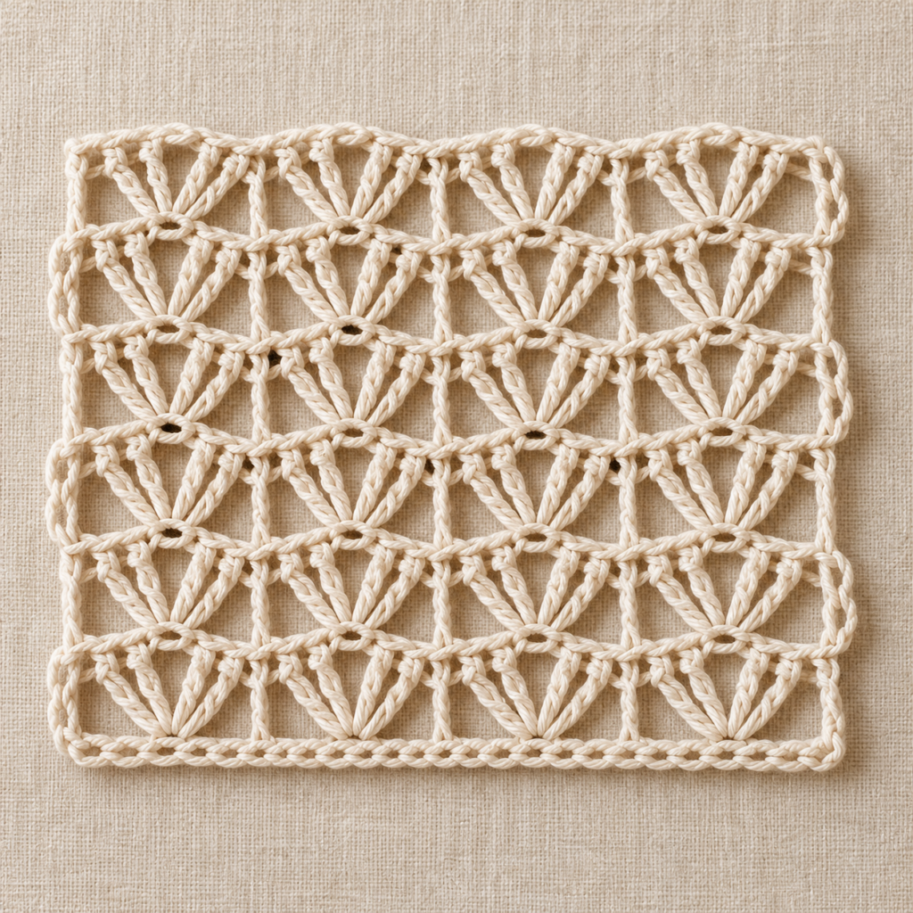 Six-Stitch Stacked Fans Crochet Chart - finished crochet preview