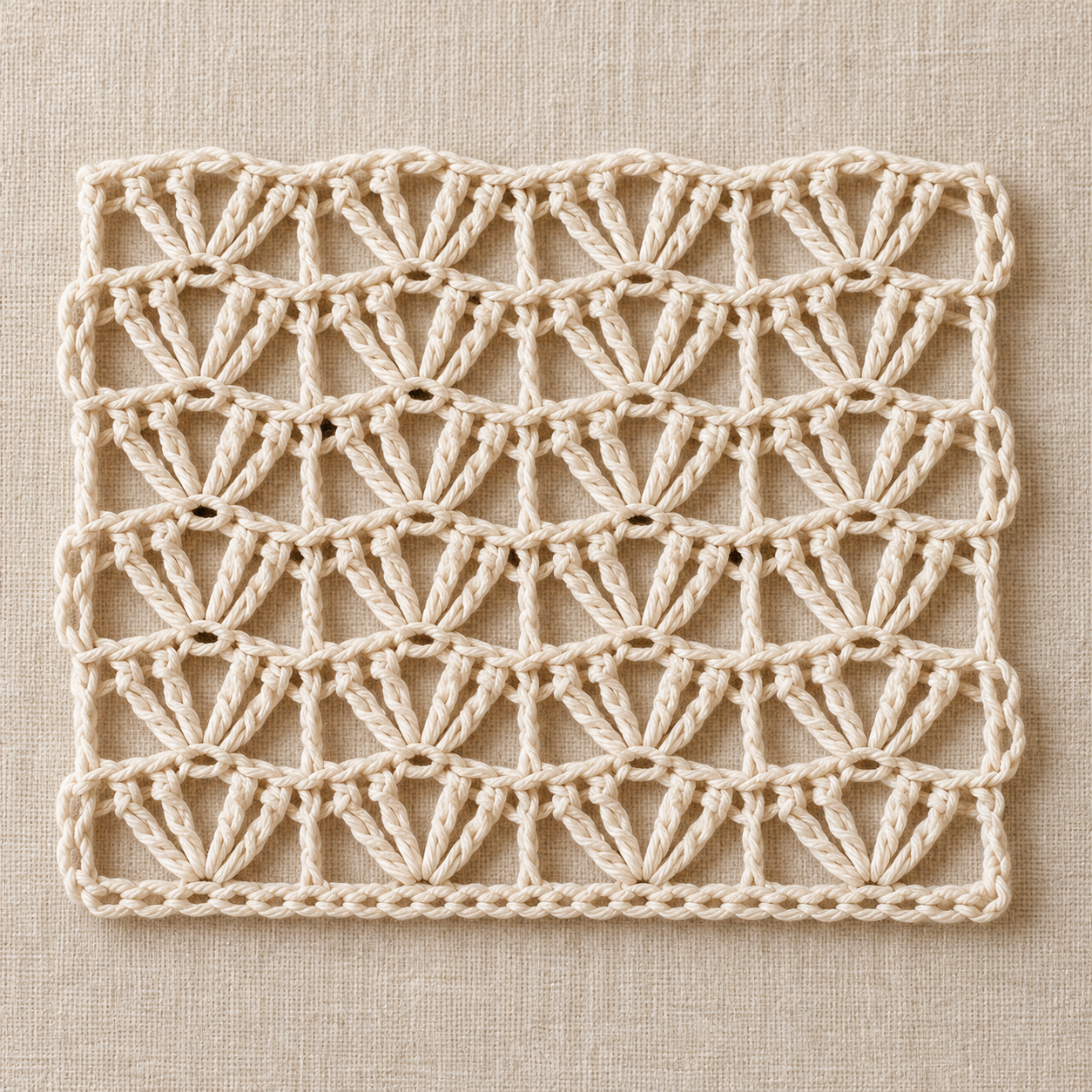 Six-Stitch Stacked Fans Crochet Chart - finished crochet preview