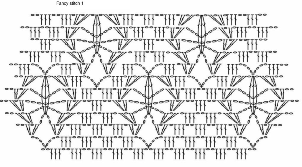 Crossed Leaf Lace Crochet Stitch Chart — English PDF