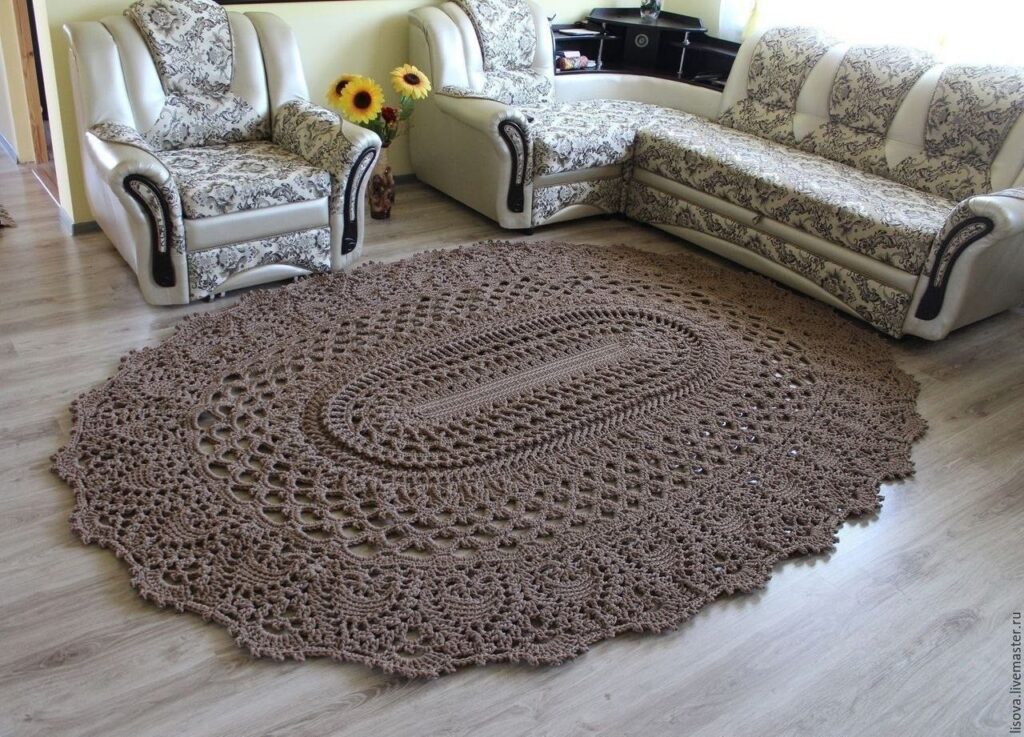 Scalloped Floral Oval Rug Crochet Chart — English PDF