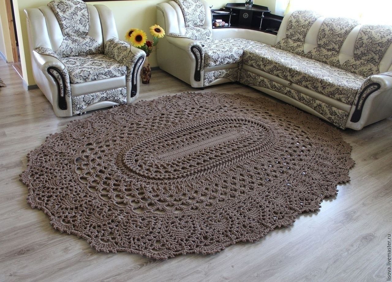 Scalloped Floral Oval Rug Crochet Chart — English PDF
