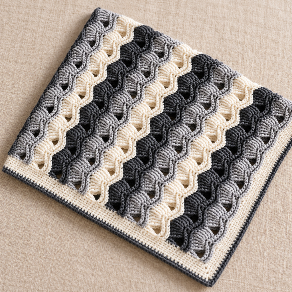 Six-Row Treble Ripple Crochet Stitch Chart - finished crochet preview