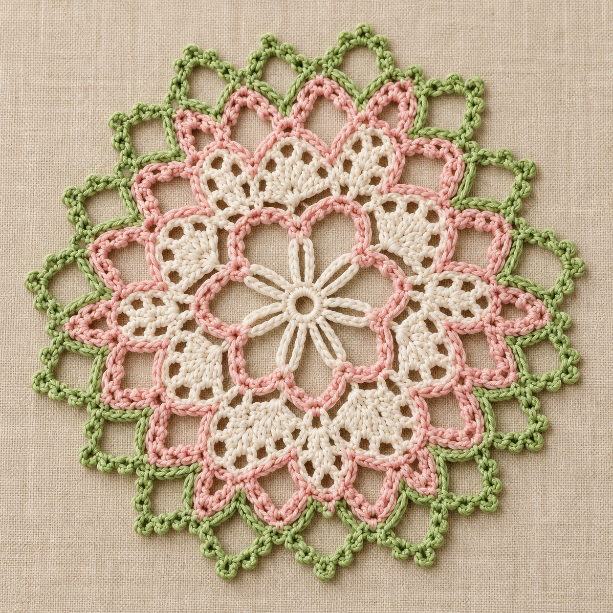 Eight-Petal Crown and Shell Mesh Crochet Charts - finished crochet preview