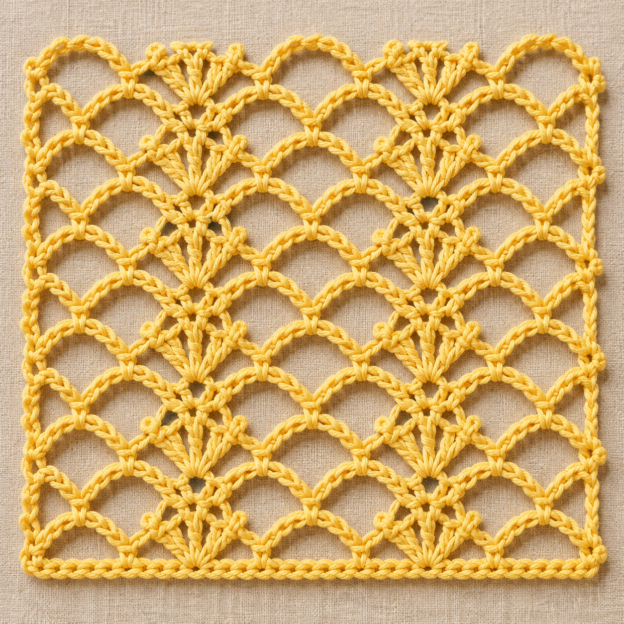Seventeen-Stitch Fan Mesh and Picot Edging Crochet Charts - finished crochet preview
