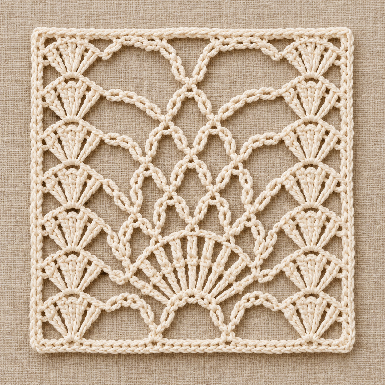 Seven-Row Fan and Chain Lace Crochet Chart - finished crochet preview