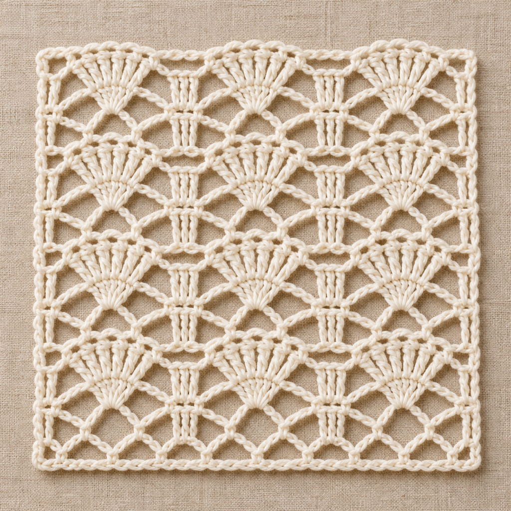 Seven-Double-Crochet Fan Lace Crochet Chart - finished crochet preview
