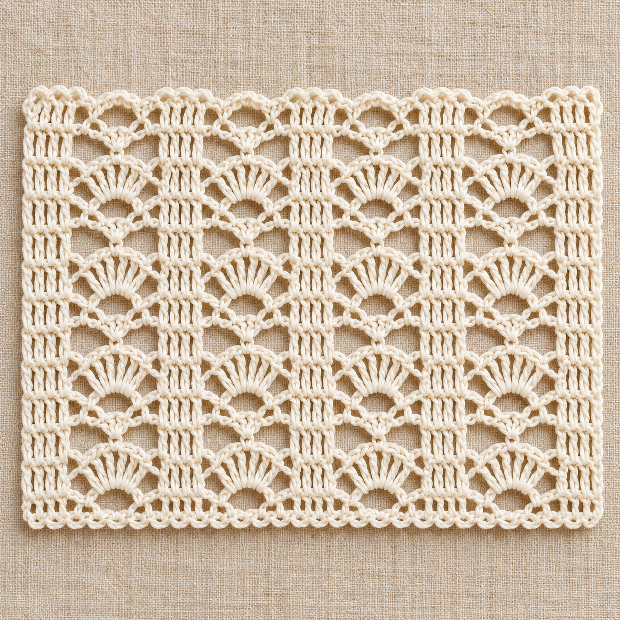 Vertical Fan Panels and Shell Edging Crochet Charts - finished crochet preview