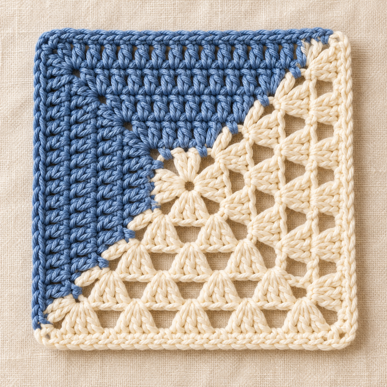 Styled crochet mockup preview: Diagonal Solid and Cluster Square Crochet Chart