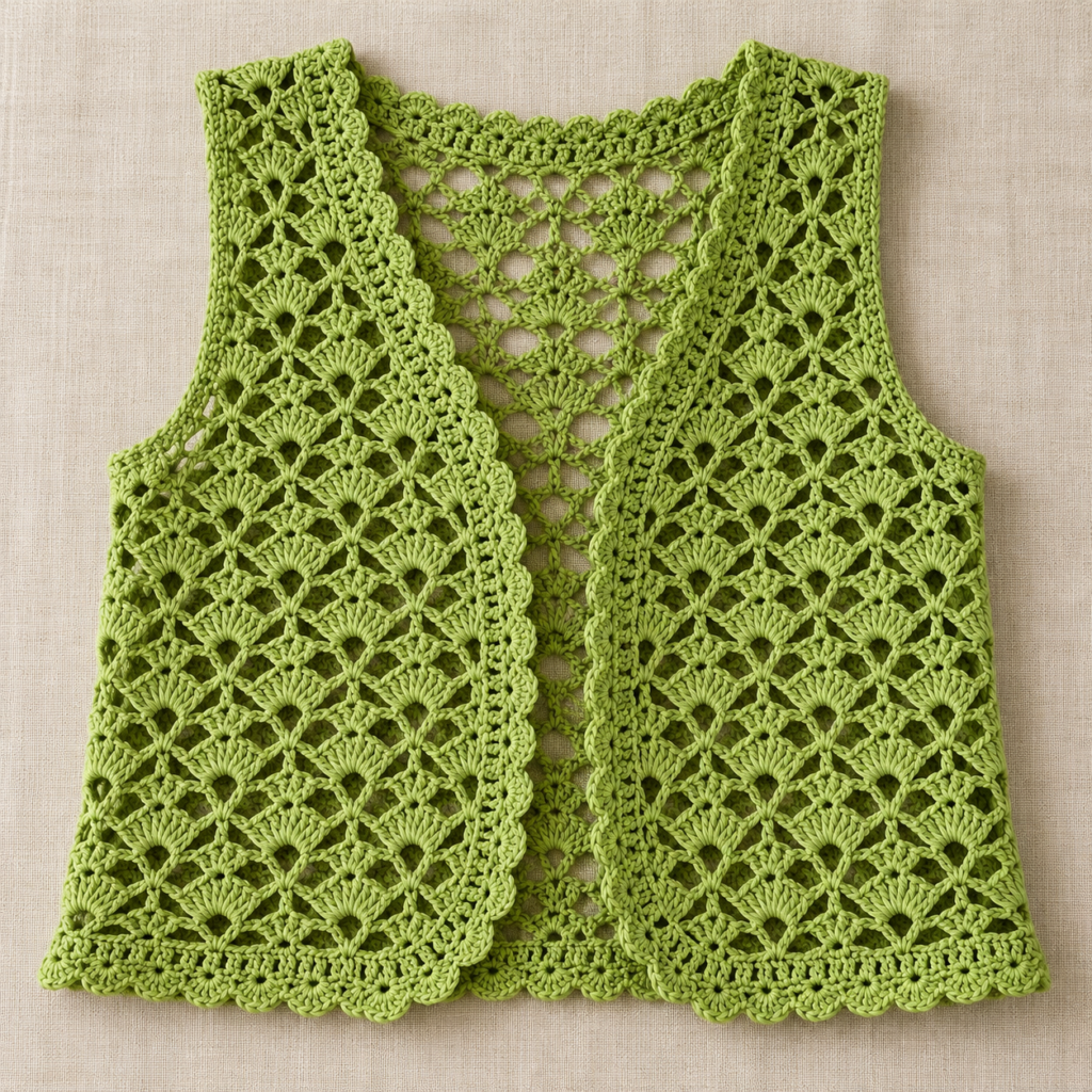 Ten-Stitch Alternating Fan Crochet Chart - finished crochet preview