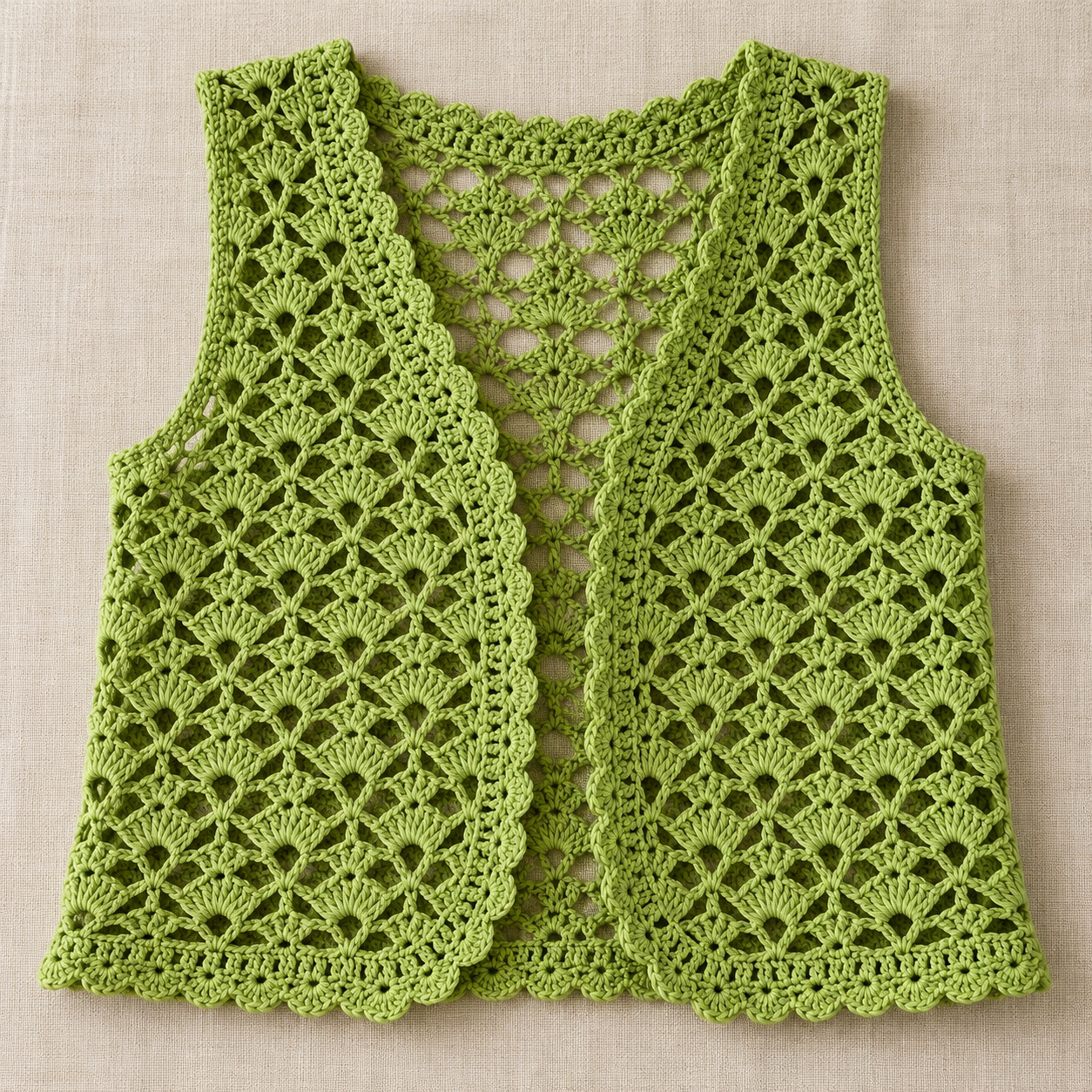 Ten-Stitch Alternating Fan Crochet Chart - finished crochet preview