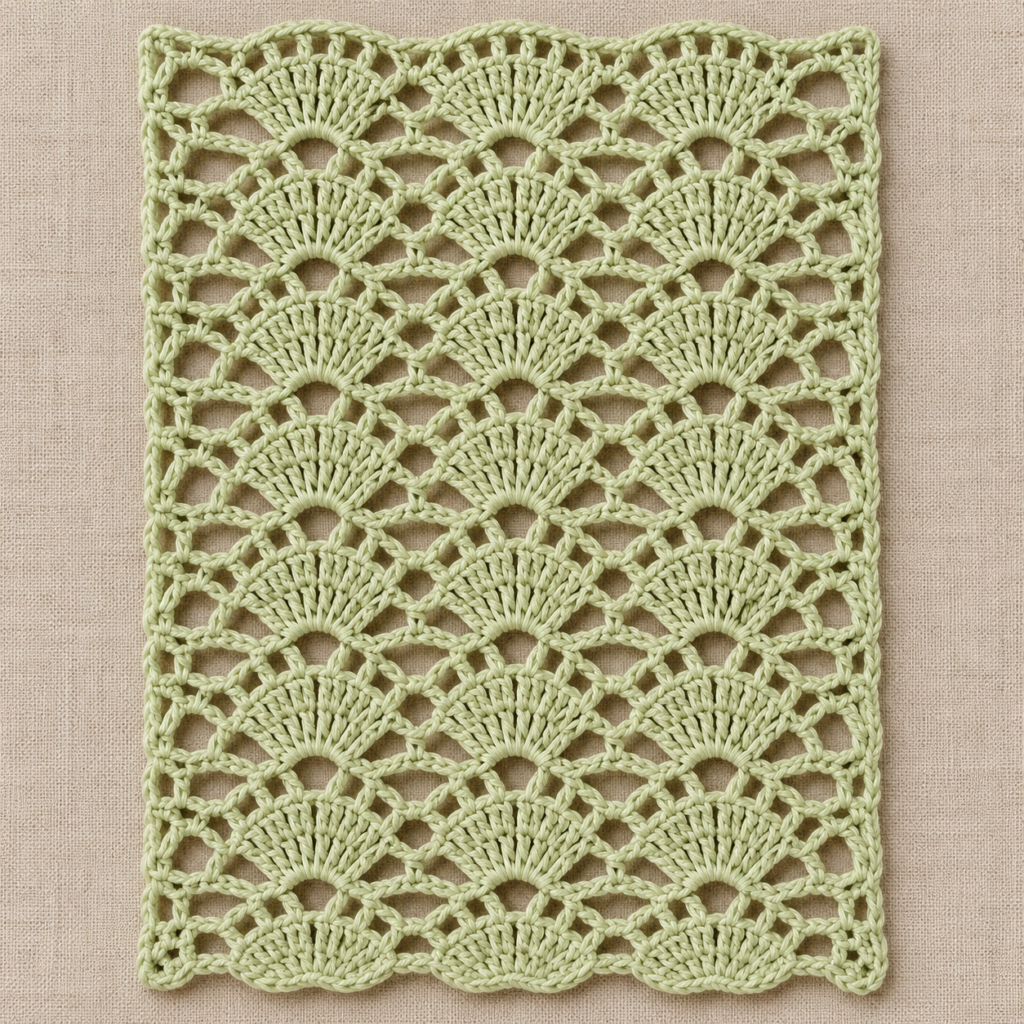 Six-Stitch Expanding Fan Crochet Chart - finished crochet preview