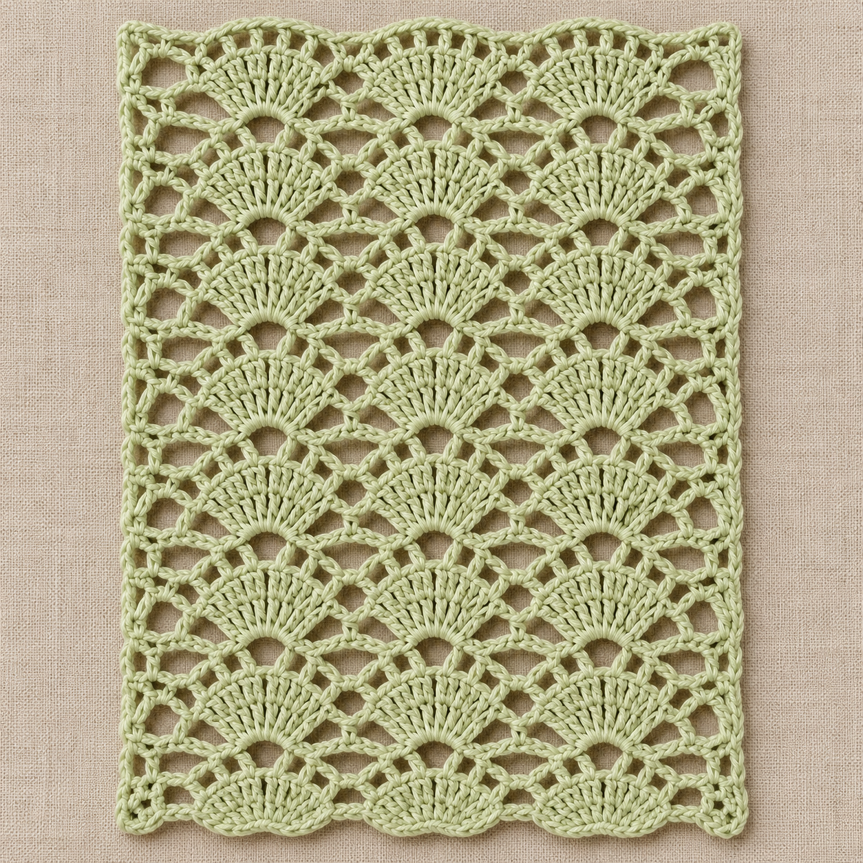 Six-Stitch Expanding Fan Crochet Chart - finished crochet preview
