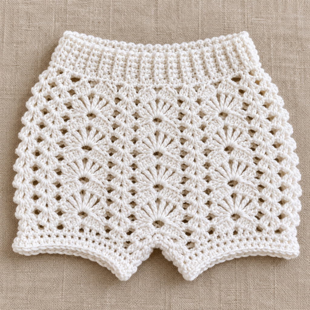 Stacked Four-Double-Crochet Shell Crochet Chart - finished crochet preview