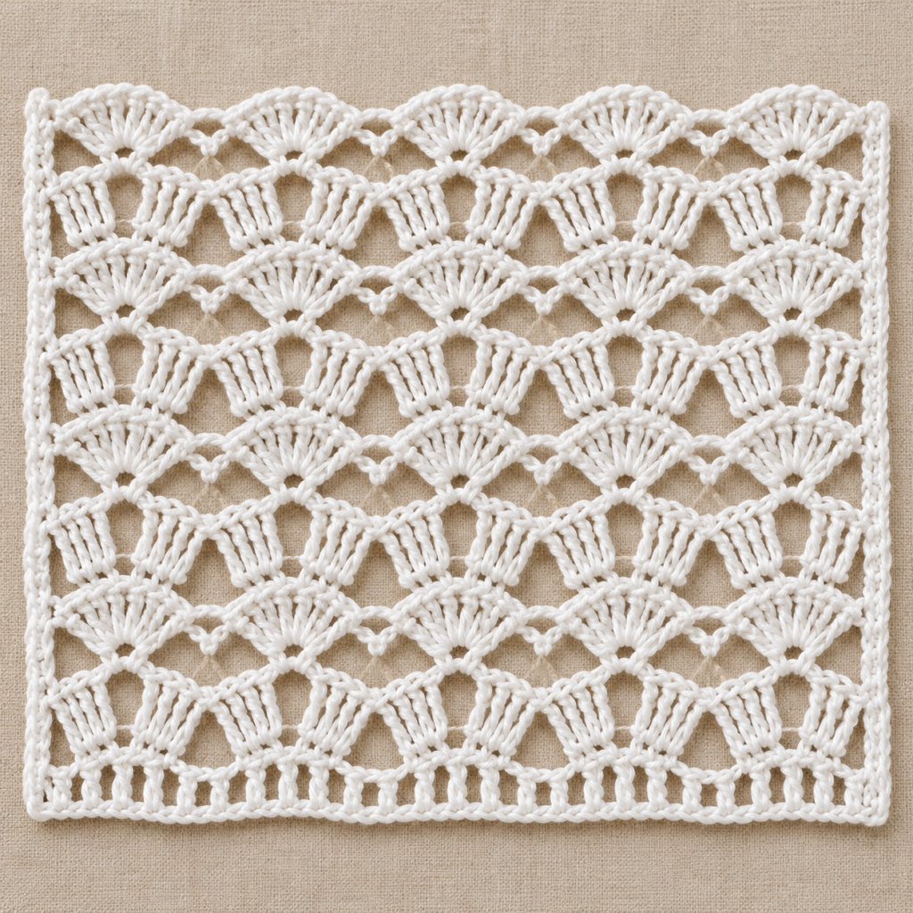 Post Stitch and Fan Lace Panel Crochet Charts - finished crochet preview