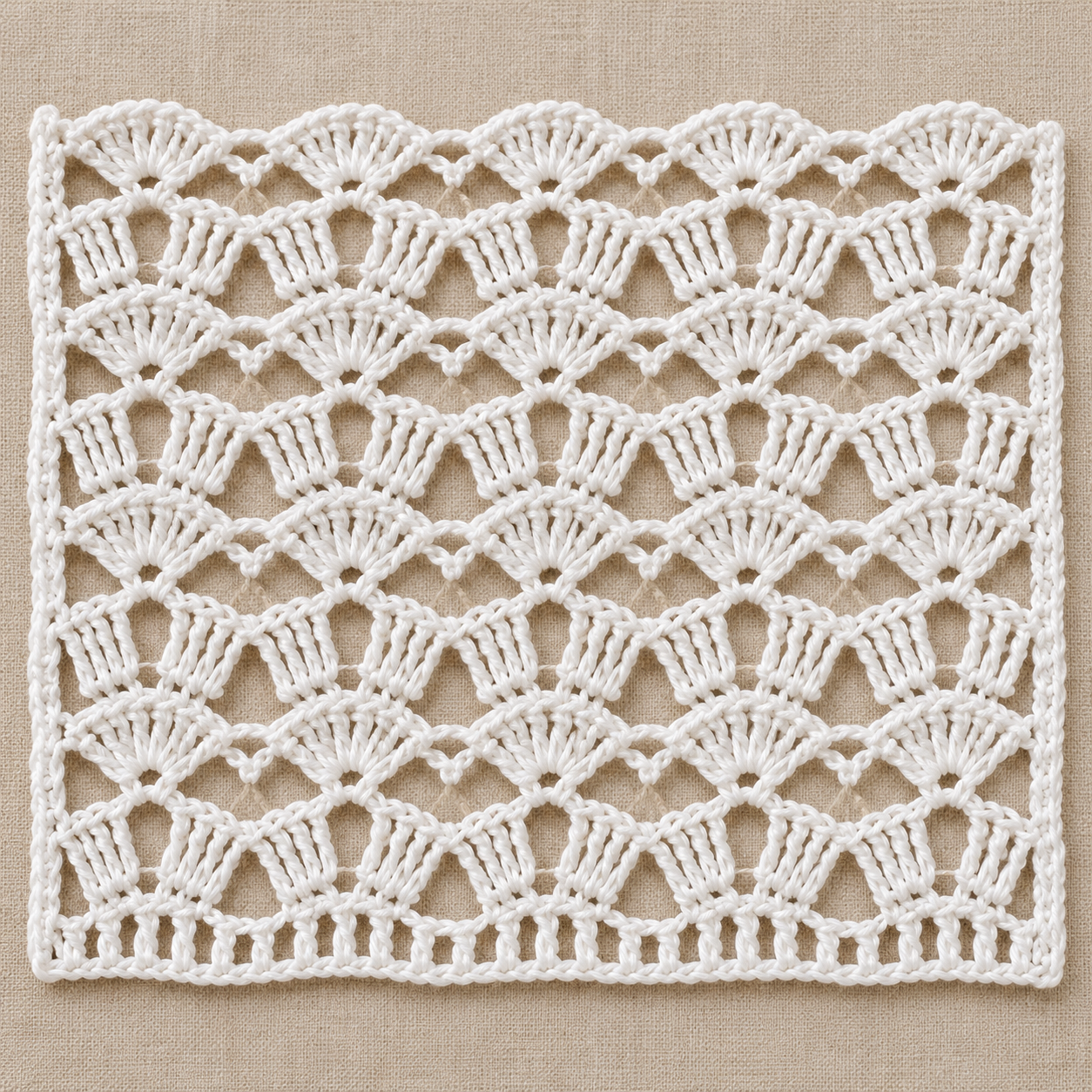 Post Stitch and Fan Lace Panel Crochet Charts - finished crochet preview