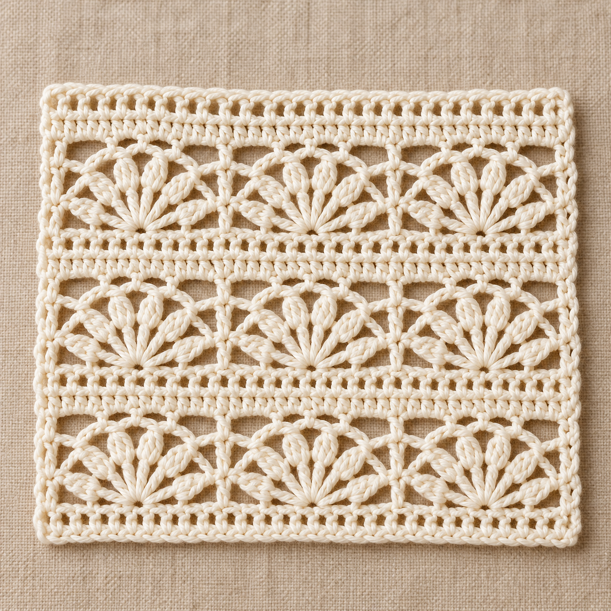 Shell Motif and Solid Stripe Crochet Chart - finished crochet preview