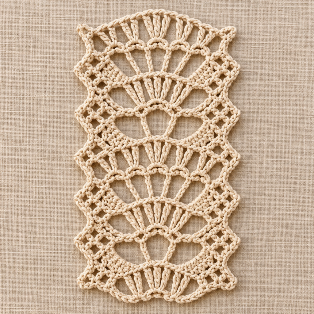 Stacked Open Fans Crochet Stitch Chart - finished crochet preview