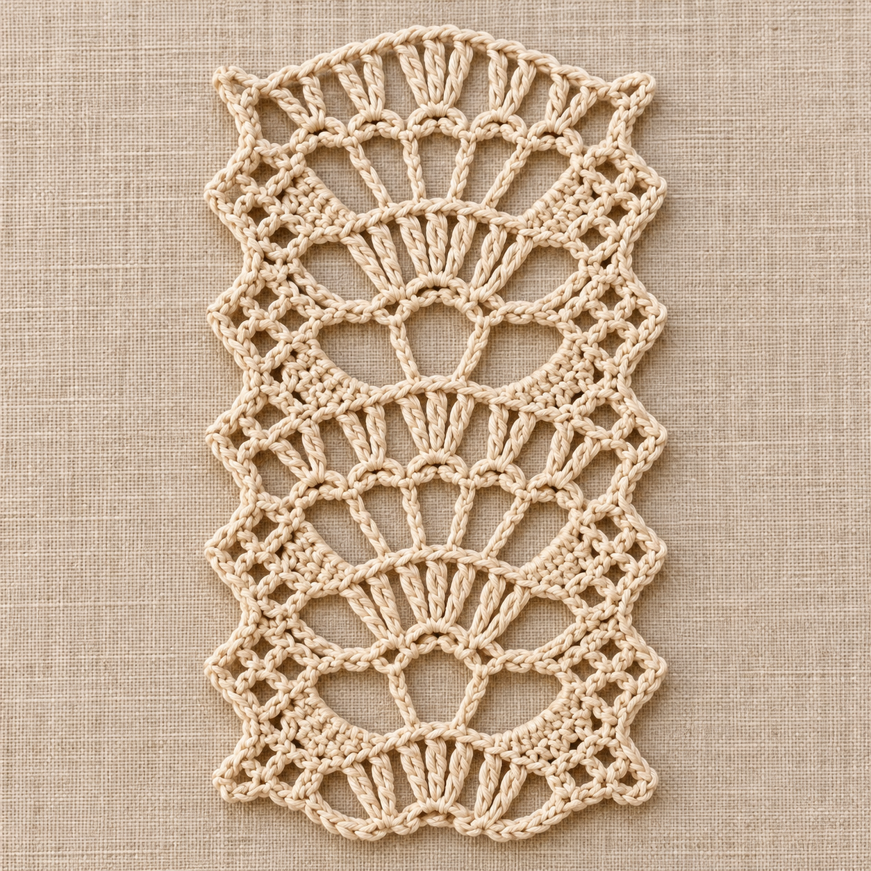 Stacked Open Fans Crochet Stitch Chart - finished crochet preview