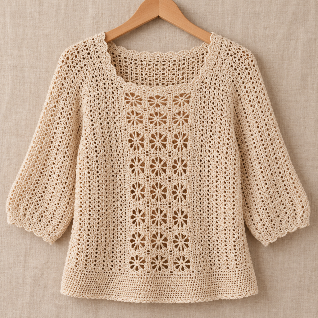Soft and Soothing Crochet Blouse Pattern - finished crochet preview