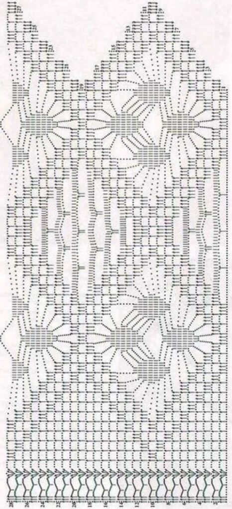 Flower and Diamond Curtain Crochet Chart — English PDF