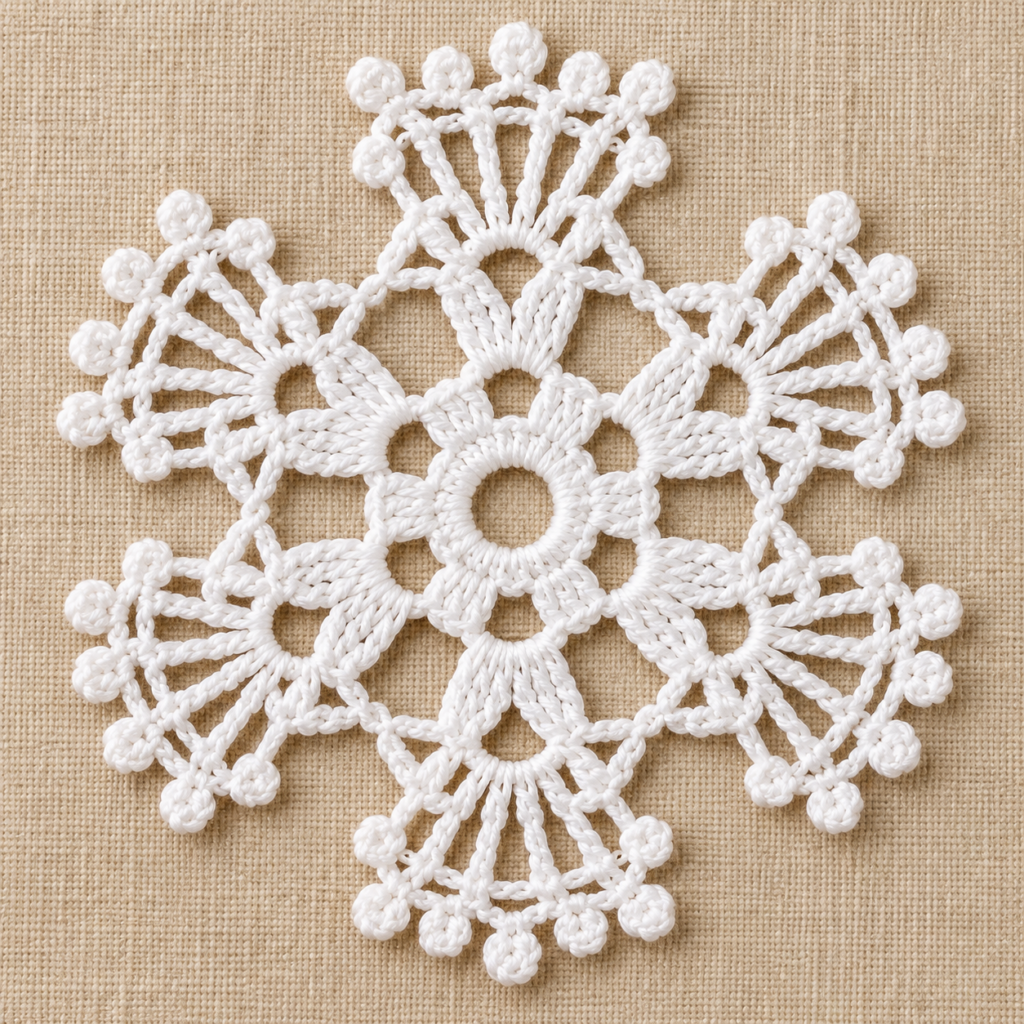 Six-Point Picot Flower Crochet Motif Chart - finished crochet preview