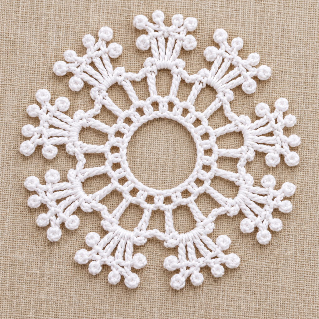 Ten-Point Picot Flower Crochet Motif Chart - finished crochet preview